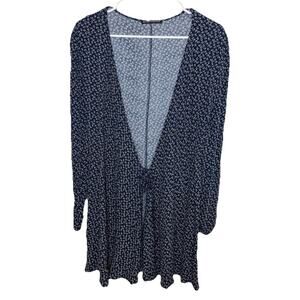 Brandy Melville Robbie Midi Wrap Dress in Navy Blue with White Flowers See Measu